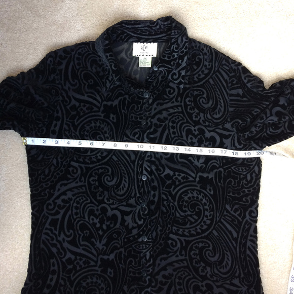 ⭐️HP⭐️ Ice Black Sheer Velvet Tattoo Blouse PM - Picture 5 of 5